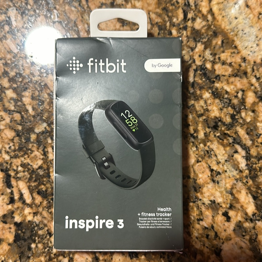 New in Box Fitbit Inspire 3 Activity Tracker - Black with Midnight Zen Band